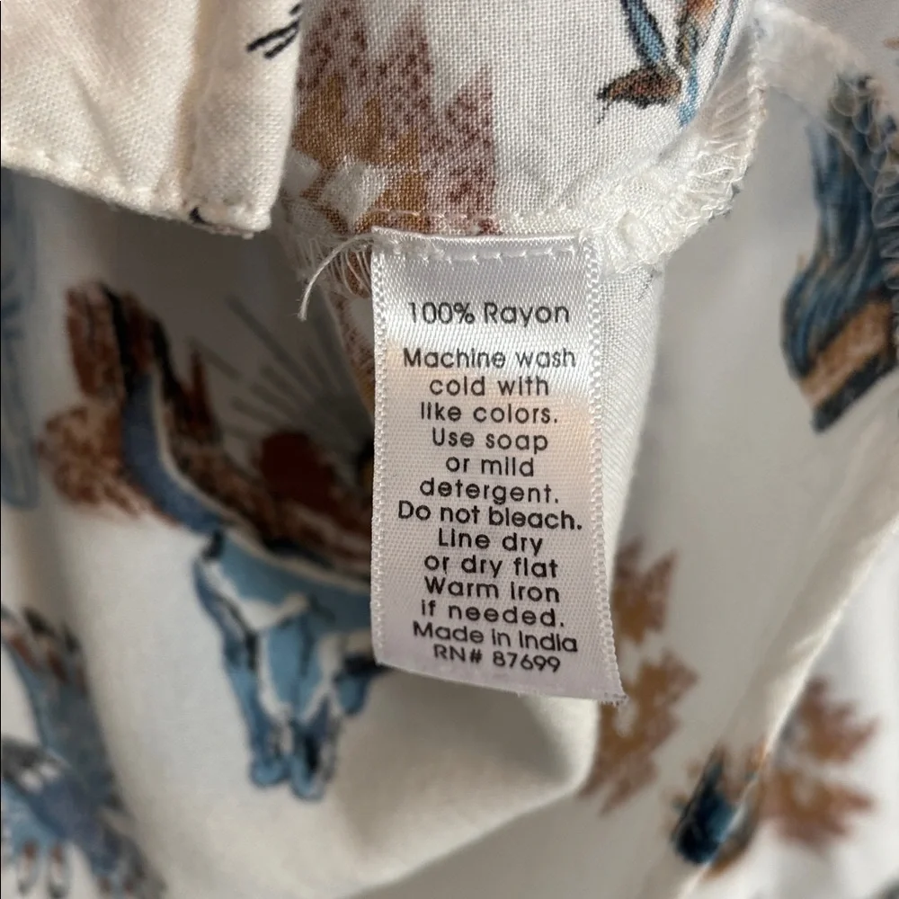 Women's White Medium Western Desert Print Button Down Shirt - Picture 7 of 10